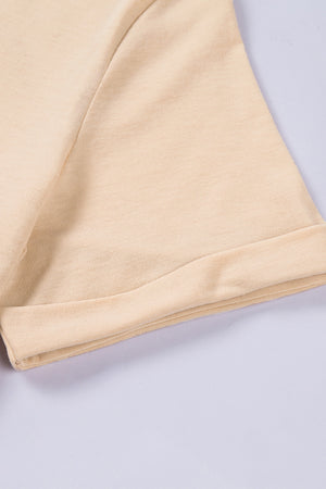Green Plain Solid Color Crew Neck Tee