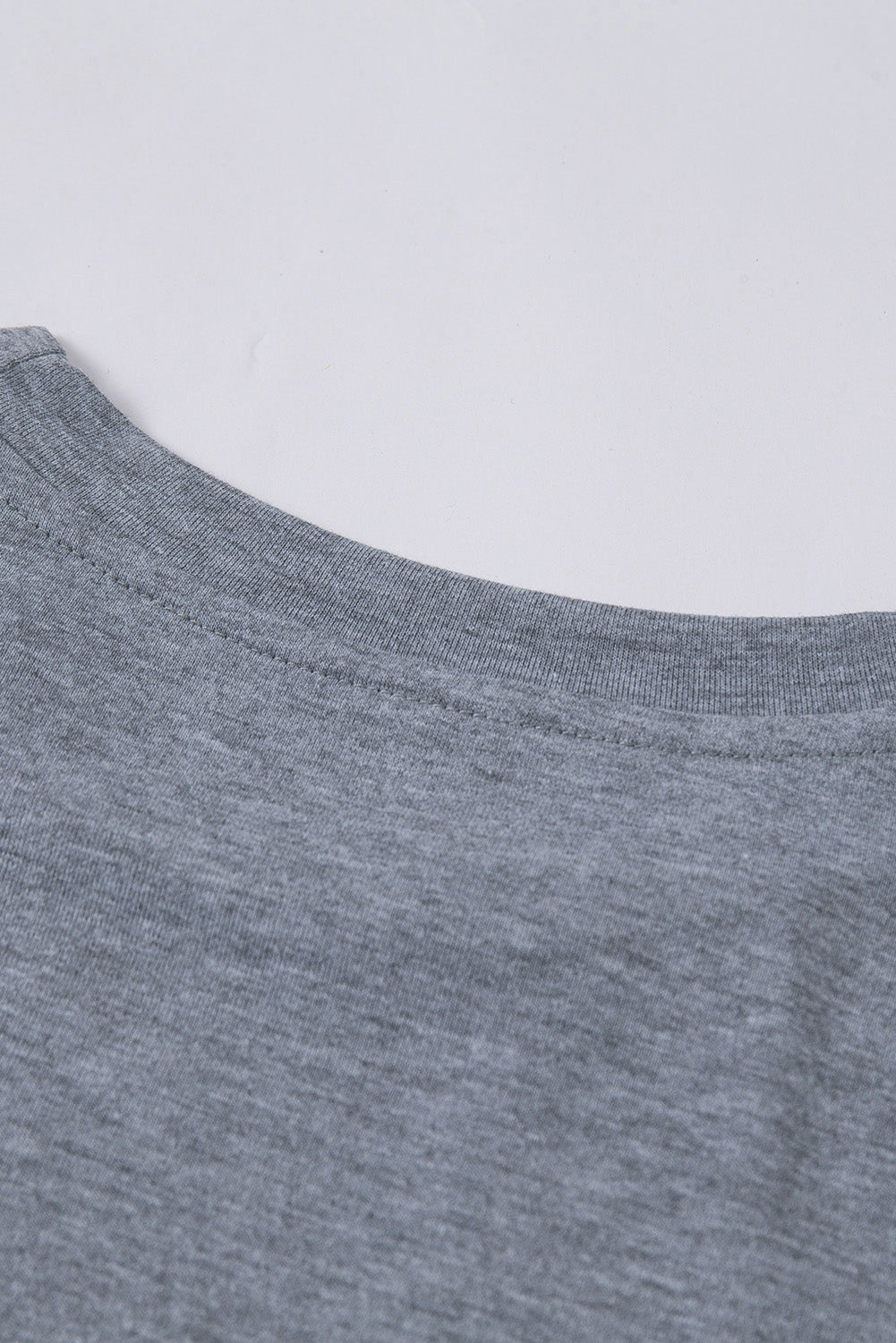 Green Plain Solid Color Crew Neck Tee