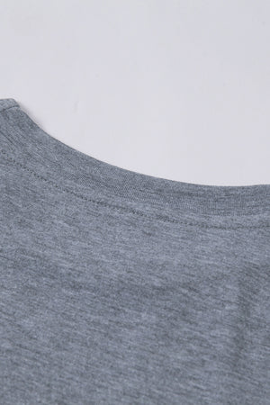 Green Plain Solid Color Crew Neck Tee