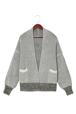Gray Chunky Knit Pockets Drop Sleeve Cardigan