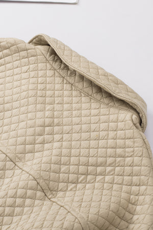 Black Lattice Texture Retro Flap Pocket Button Shacket