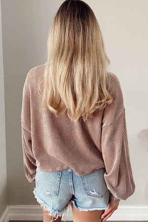 Black Casual Cording Drop Shoulder Puff Sleeve Blouse
