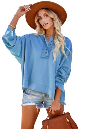 Orange Basic & Casual Button Front Pullover Hoodie