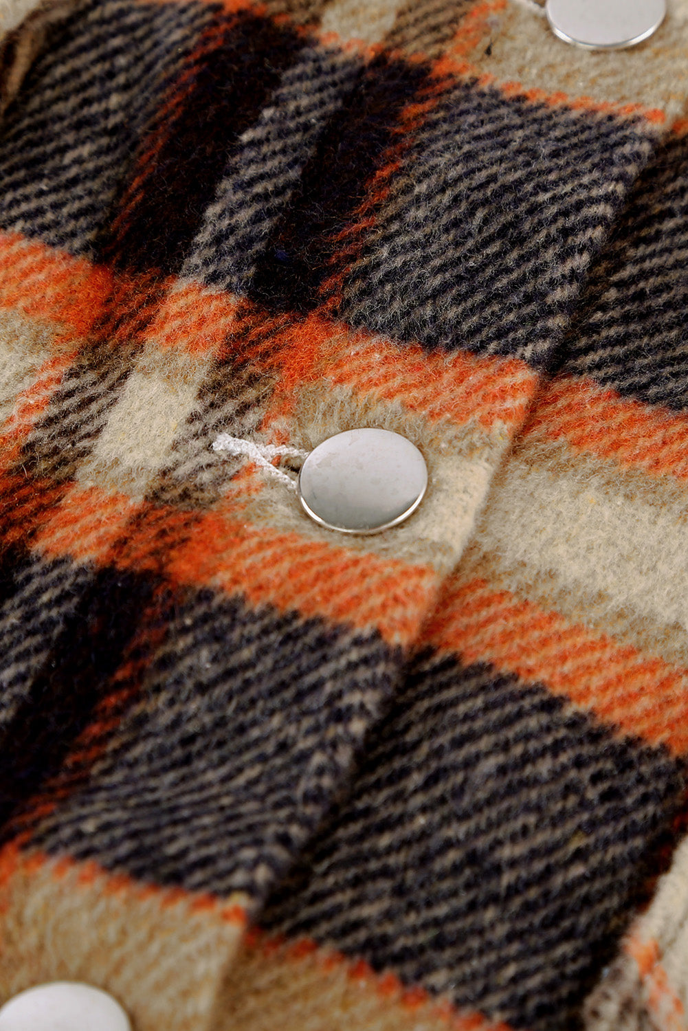 Brown Plaid Button Up Long Sleeve Flannel Jacket