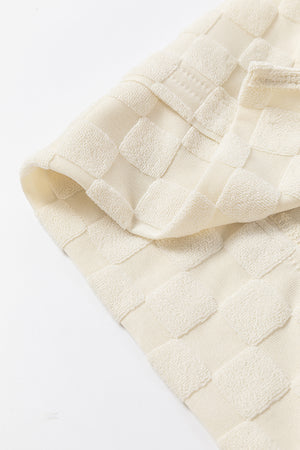 Beige Solid Textured Thumbhole Sleeve Top