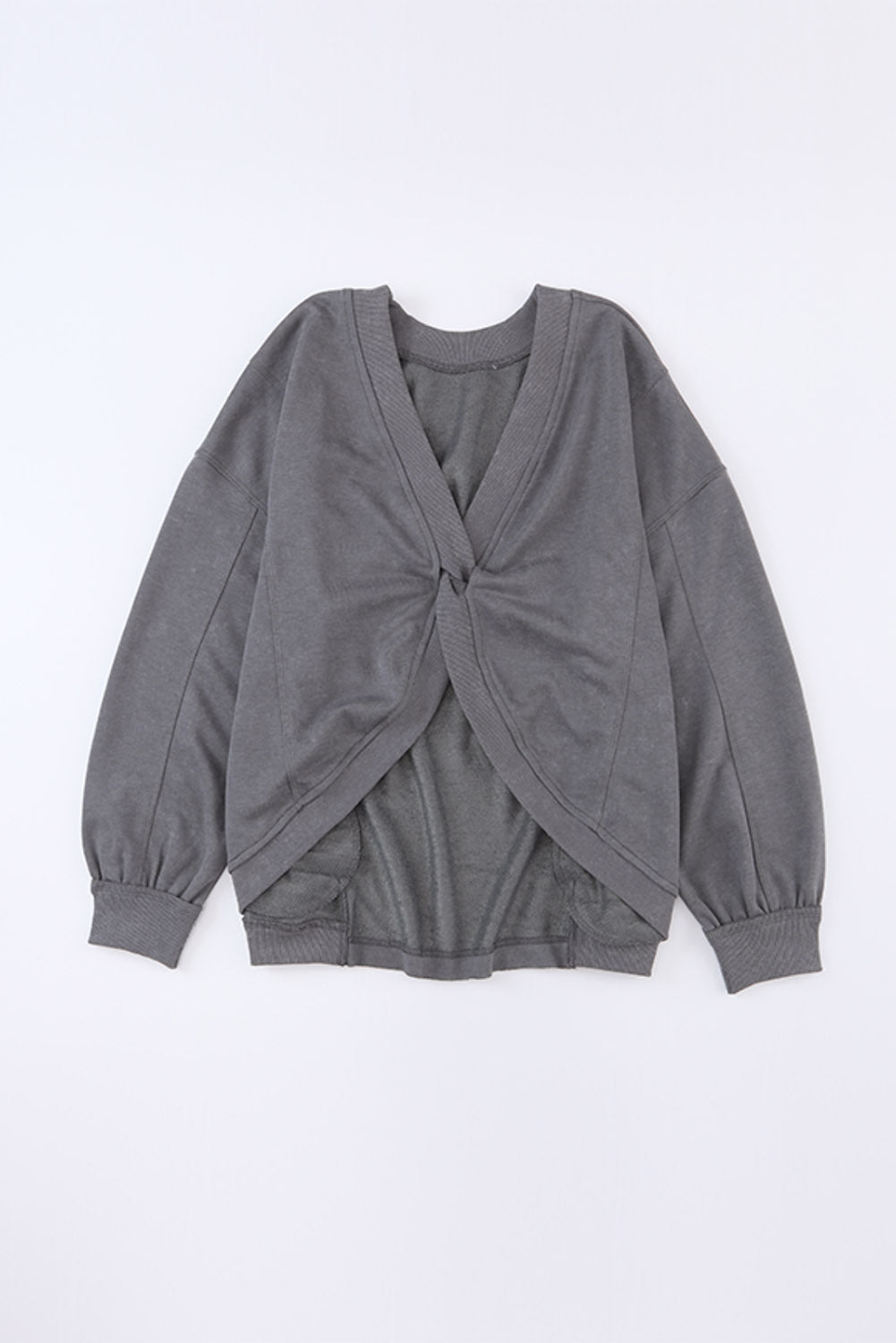 Gray Mineral Wash Twist Butterfly Oversize Sweatshirt