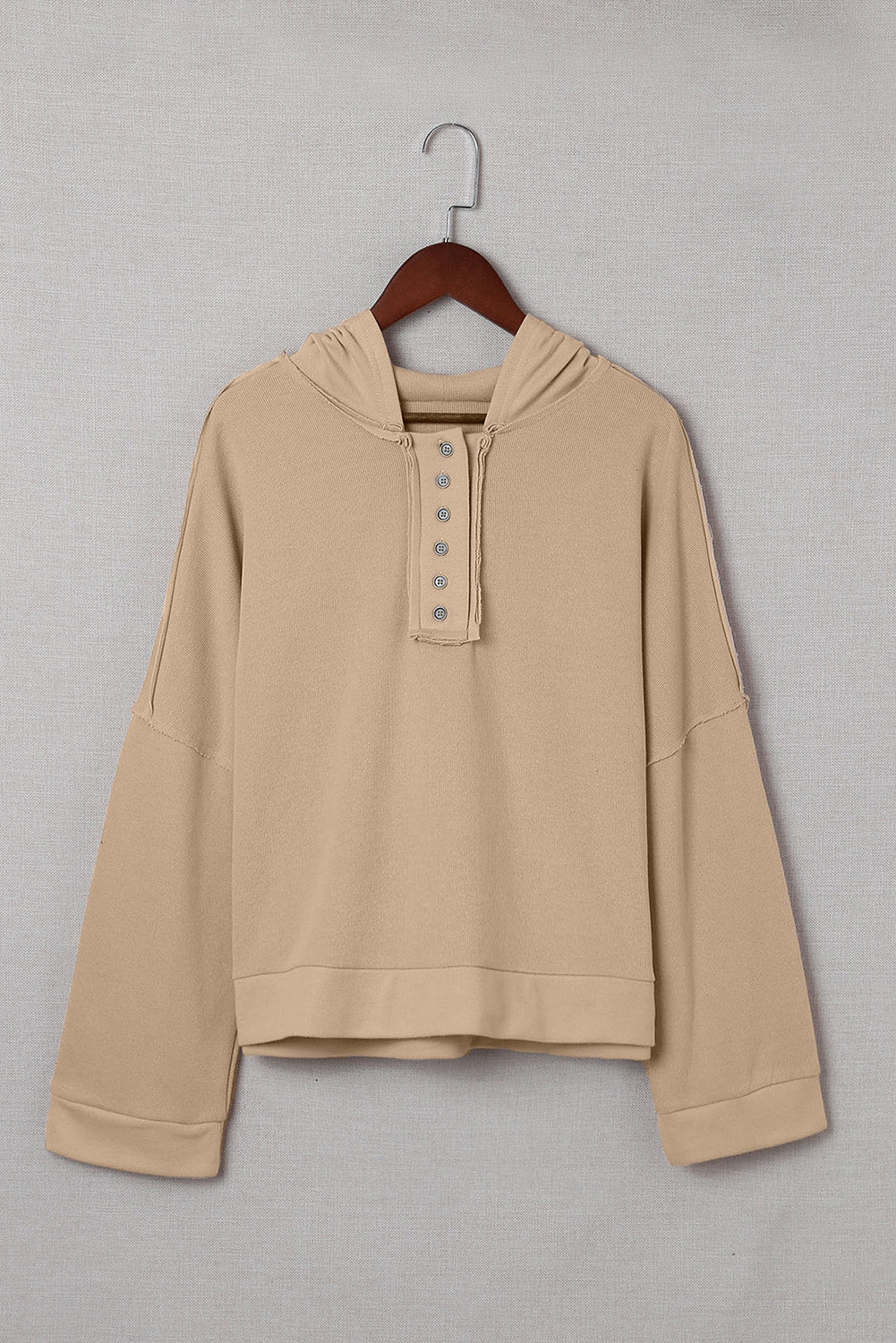 Orange Basic & Casual Button Front Pullover Hoodie