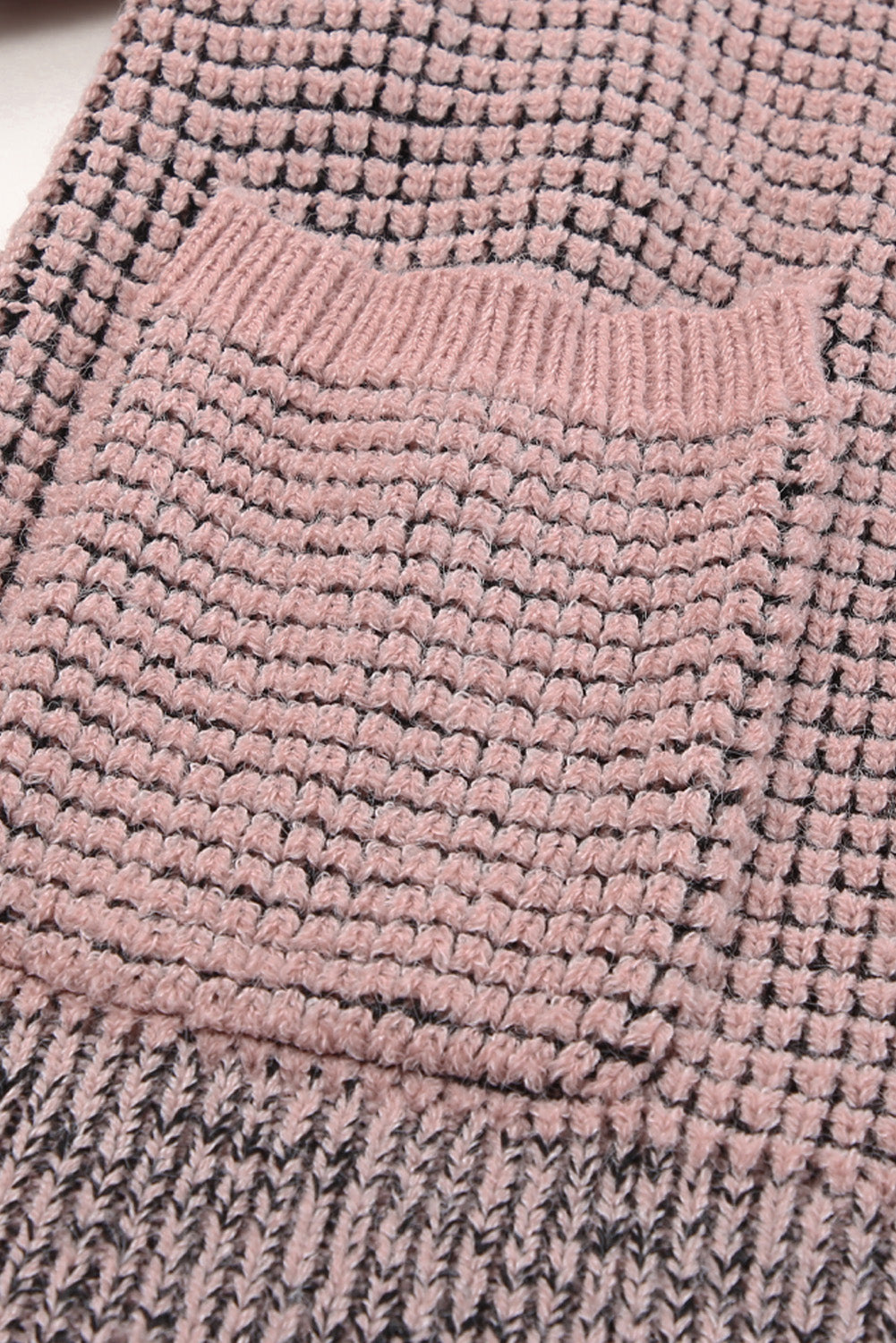 Gray Chunky Knit Pockets Drop Sleeve Cardigan