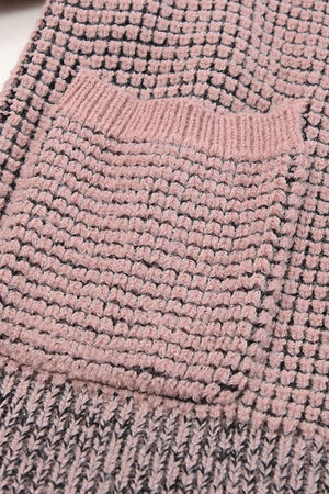 Gray Chunky Knit Pockets Drop Sleeve Cardigan