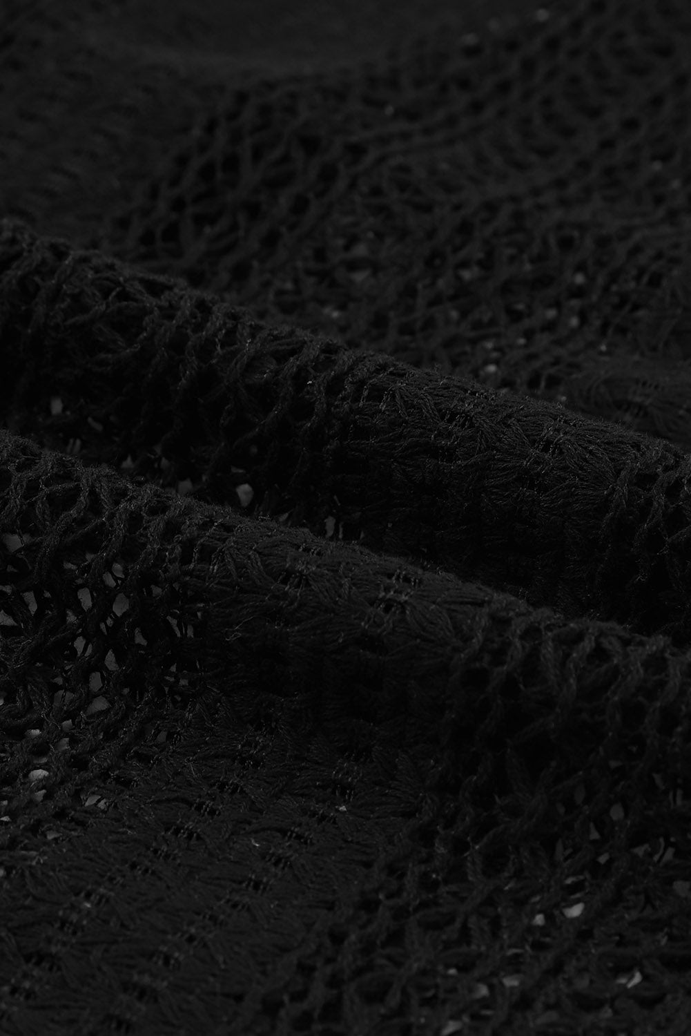 White Notch Neck Button Down Raglan Sleeve Crochet Top