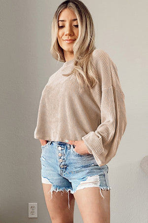 Black Casual Cording Drop Shoulder Puff Sleeve Blouse