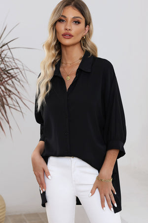 Green 3/4 Batwing Sleeve Oversize Button Up Shirt
