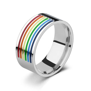 Bisexual Rainbow Stainless Steel Hoop Ring