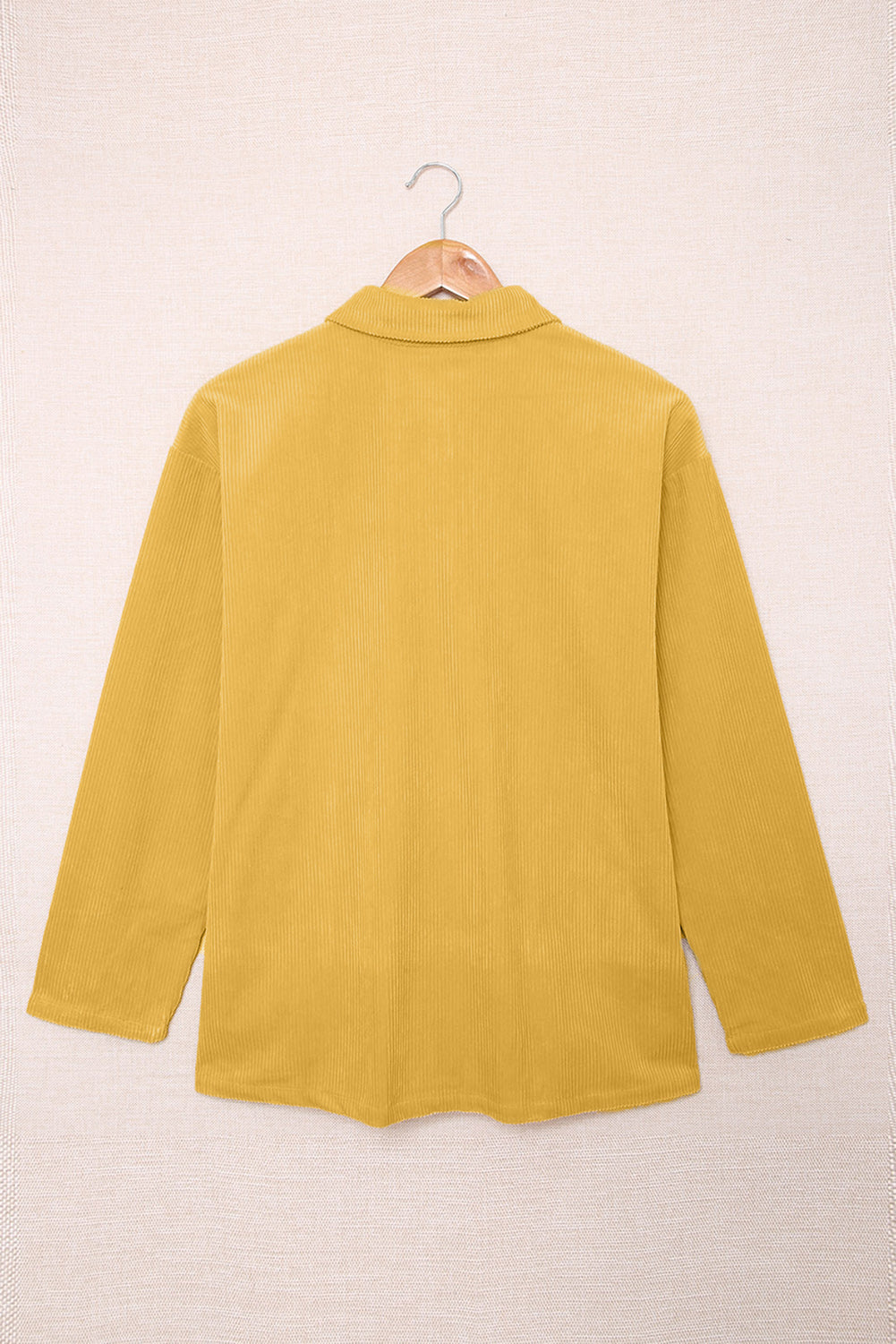 Beige Button Up Patch Pocket Corduroy Shacket