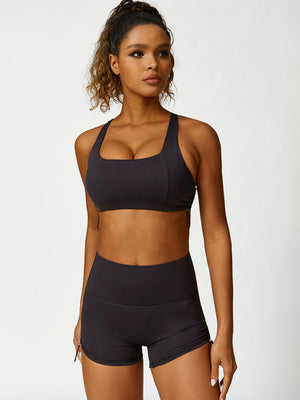 New drawstring yoga wear breathable solid color running tights