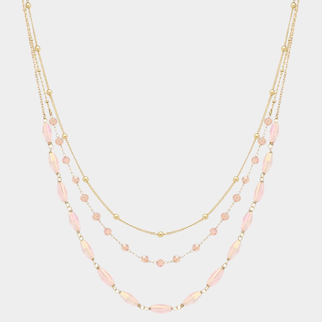 3 Row Bead And Chain Necklace