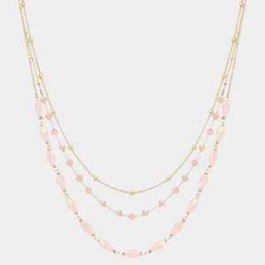 3 Row Bead And Chain Necklace