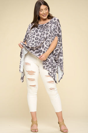 Animal Printed Rayon Span Poncho