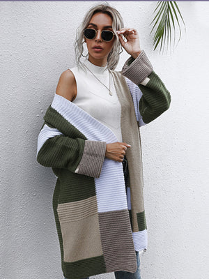 Lazy style thickened autumn and winter long knitted cardigan sweater coat women