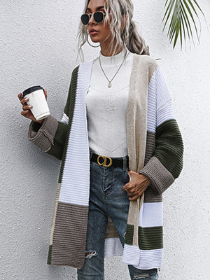 Lazy style thickened autumn and winter long knitted cardigan sweater coat women