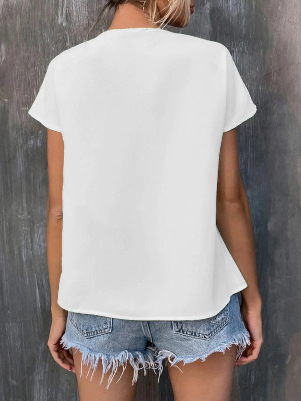 Women's Embroidered Tassel Tie Top