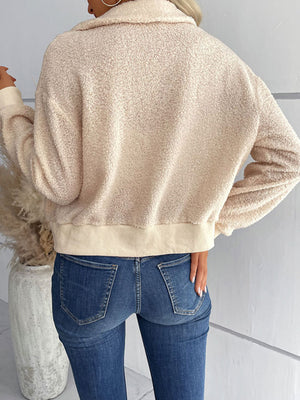 New fashion women's solid color long-sleeved lapel sherpa jacket