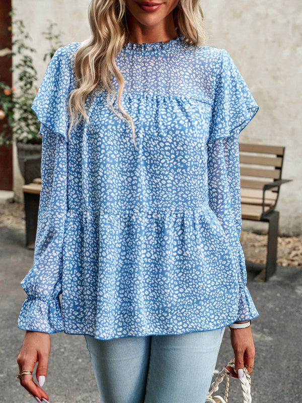 Floral Shirt Feminine Commuter Long Sleeve Top