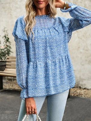 Floral Shirt Feminine Commuter Long Sleeve Top