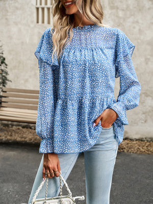 Floral Shirt Feminine Commuter Long Sleeve Top