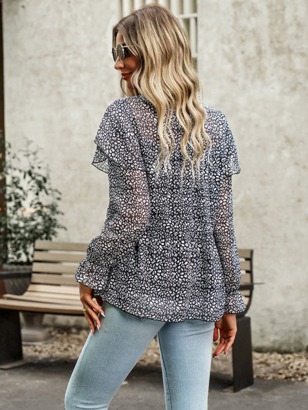Floral Shirt Feminine Commuter Long Sleeve Top