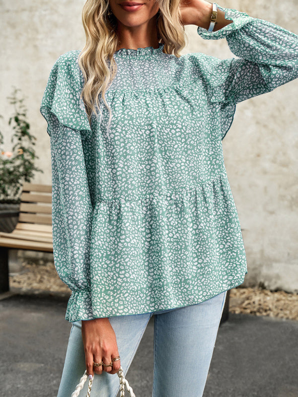 Floral Shirt Feminine Commuter Long Sleeve Top
