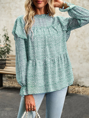 Floral Shirt Feminine Commuter Long Sleeve Top