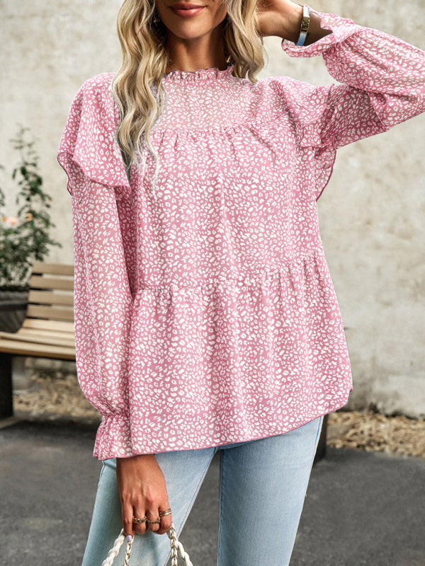 Floral Shirt Feminine Commuter Long Sleeve Top
