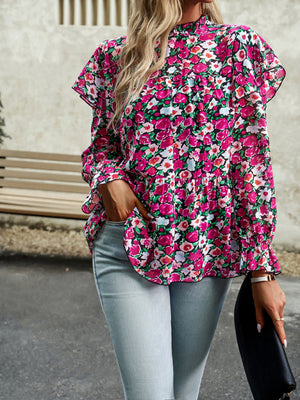 Floral Shirt Feminine Commuter Long Sleeve Top