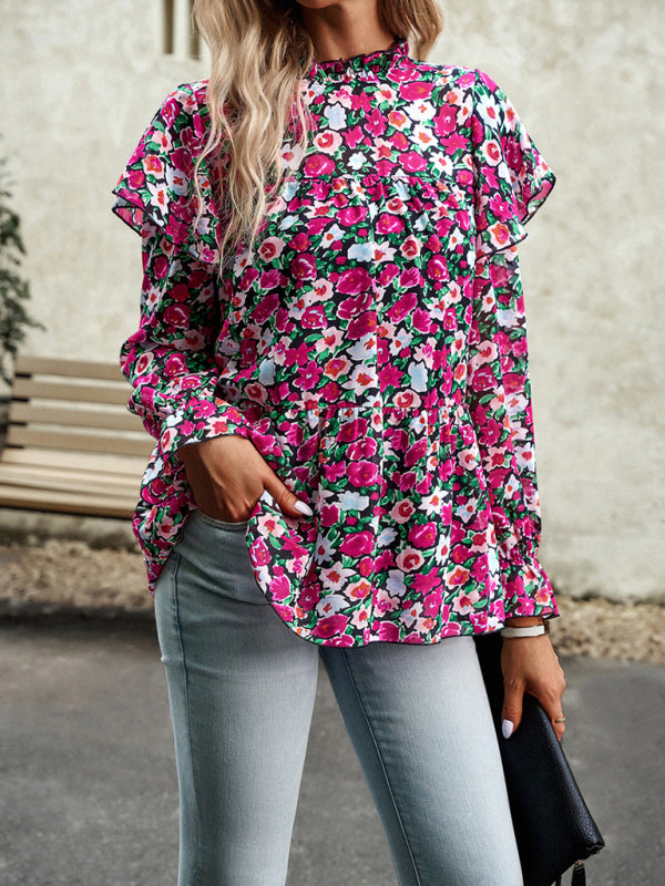 Floral Shirt Feminine Commuter Long Sleeve Top