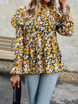 Floral Shirt Feminine Commuter Long Sleeve Top