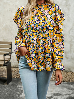 Floral Shirt Feminine Commuter Long Sleeve Top